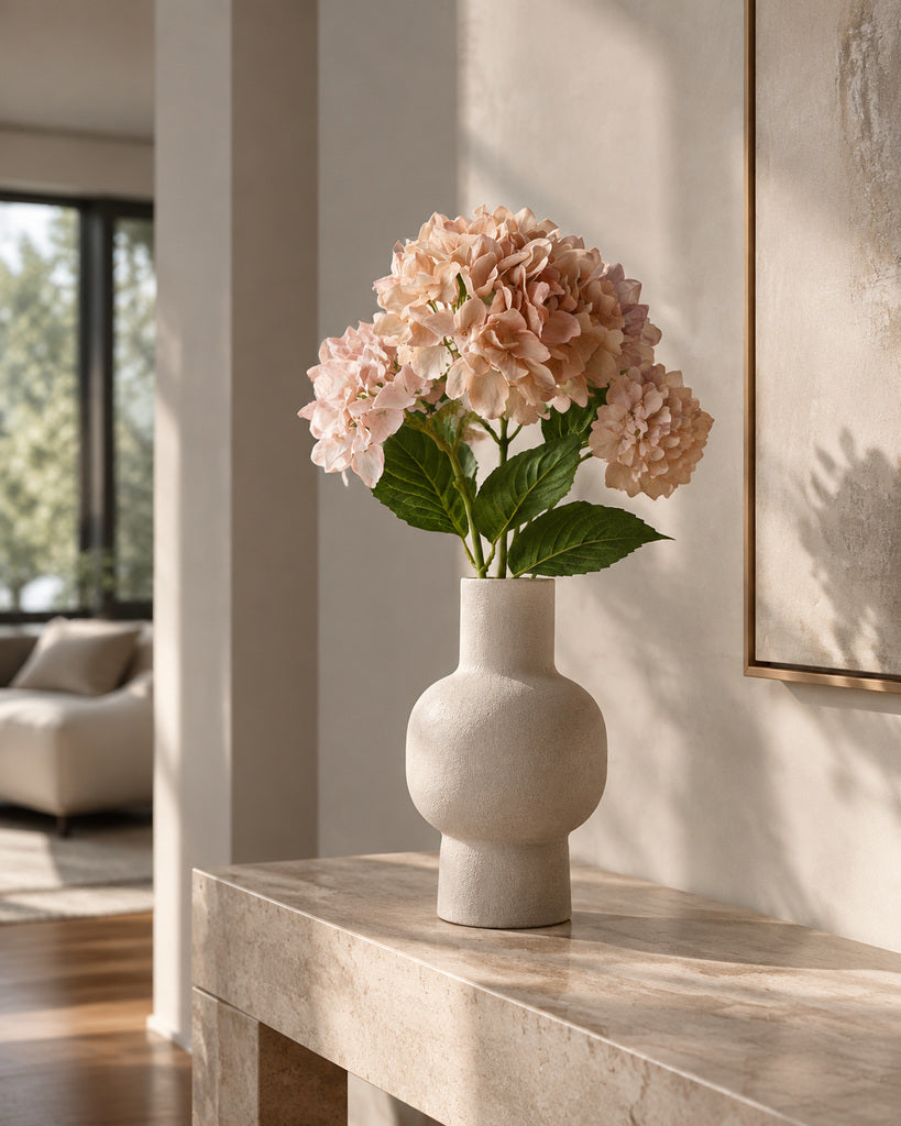 Coffee Brown Soft-Touch Artificial Hydrangea Stem - 47 cm