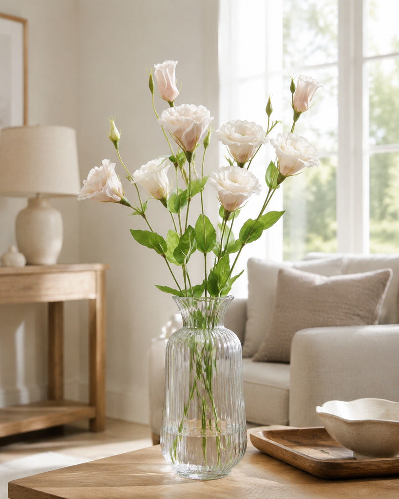 Cream Apricot Plastic Artificial Lisianthus Spray - 70 cm