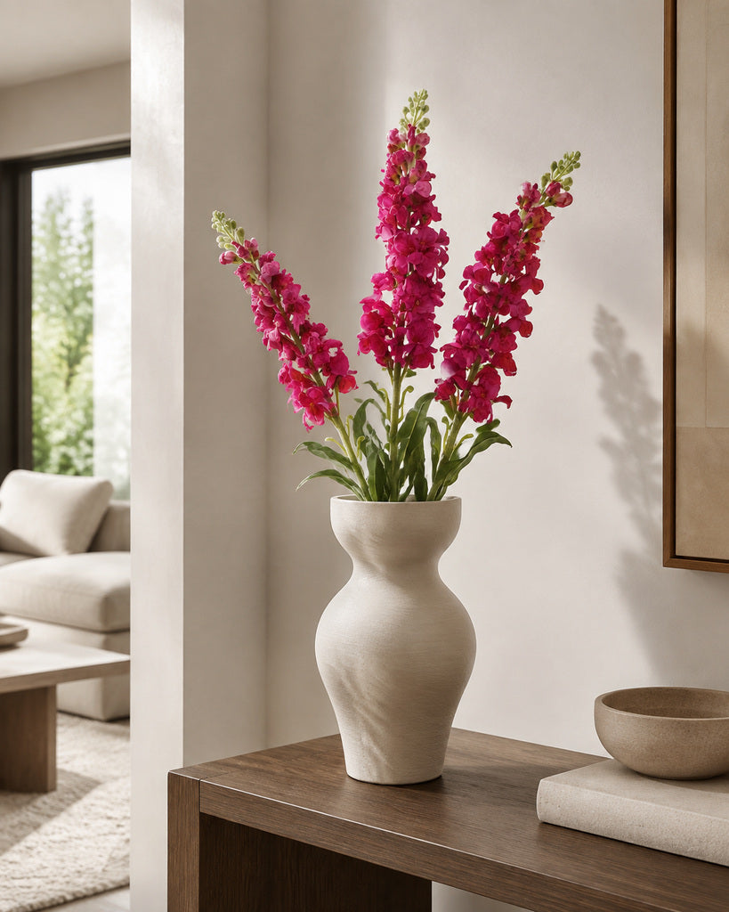 Magenta Plastic & Fabric Artificial Stock Flower Stem - 82 cm