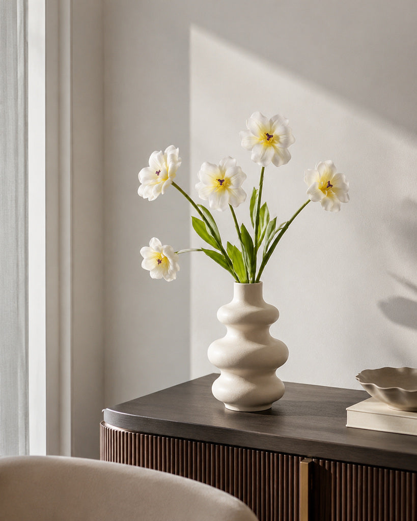 White PU Artificial Tulip Stem - 55 cm