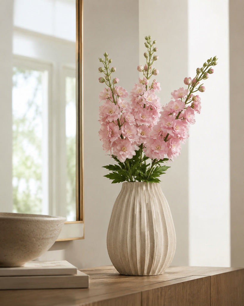 Pink Fabric Artificial Delphinium Spray - 72 cm