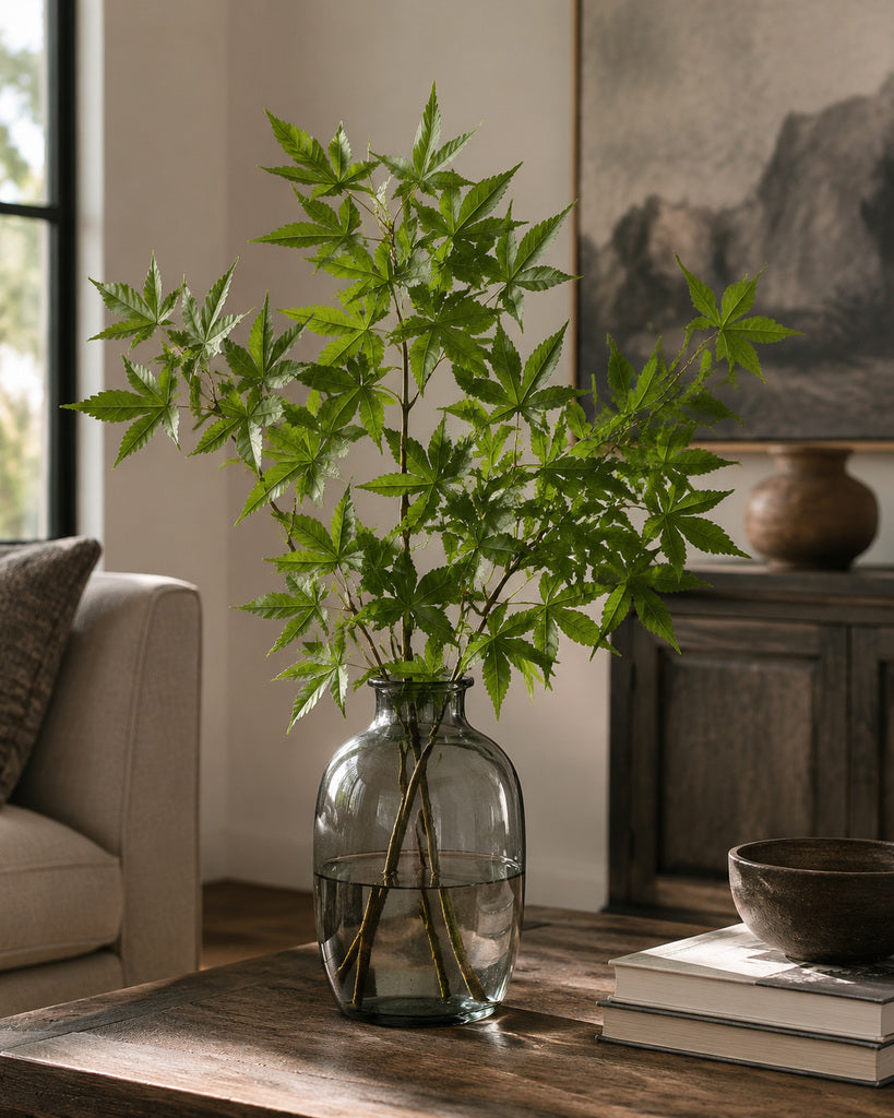 Green Artificial Maple Leaf Branch - 70 cm