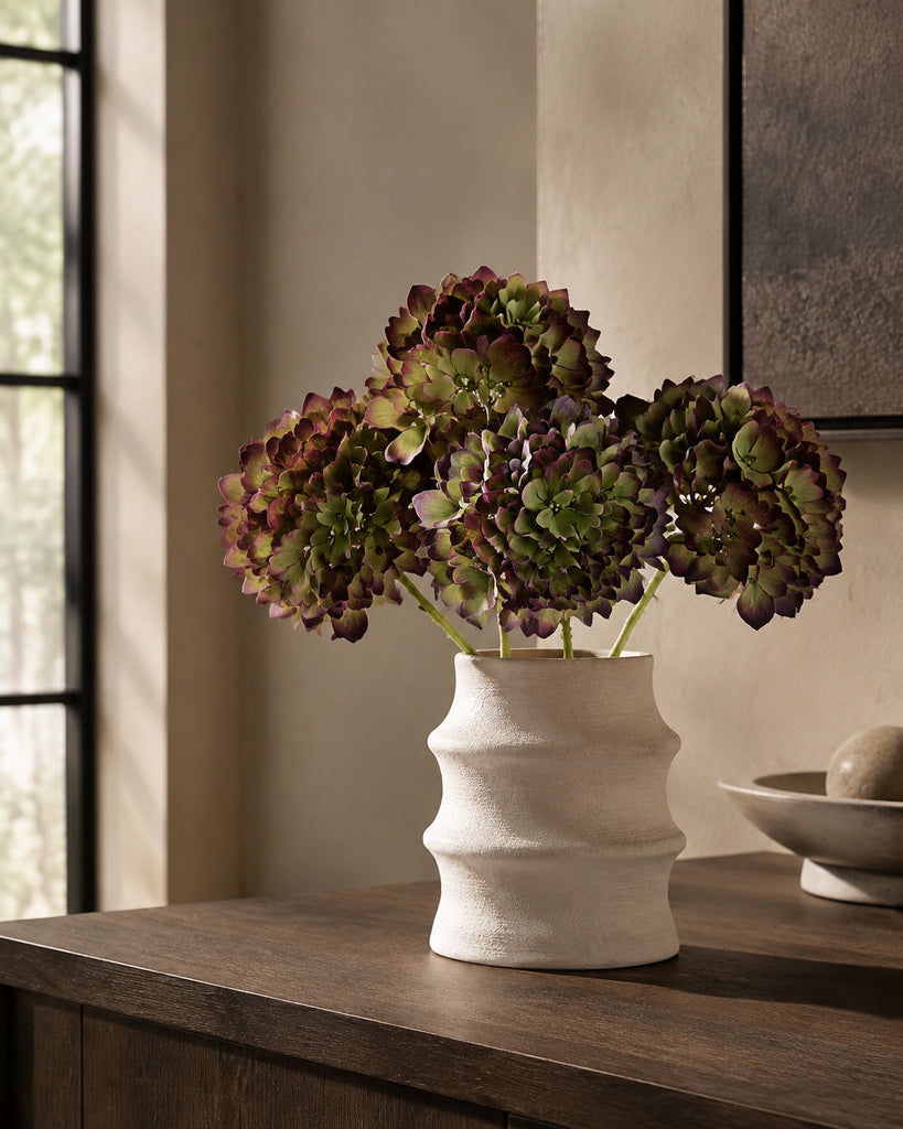 Burgundy Artificial Hydrangea Floral Stem - 48 cm