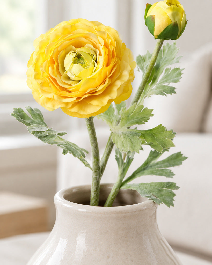 Yellow Artificial Ranunculus Stem - 62cm
