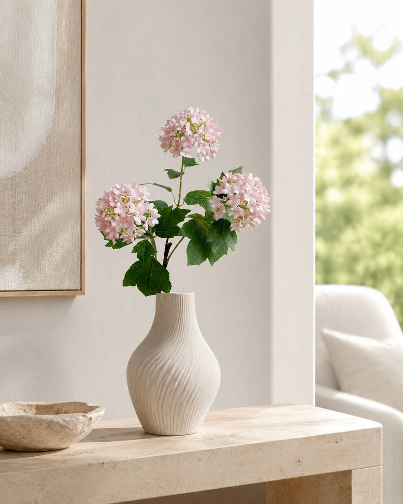 Pink Artificial Wood Hydrangea Spray - 70 cm