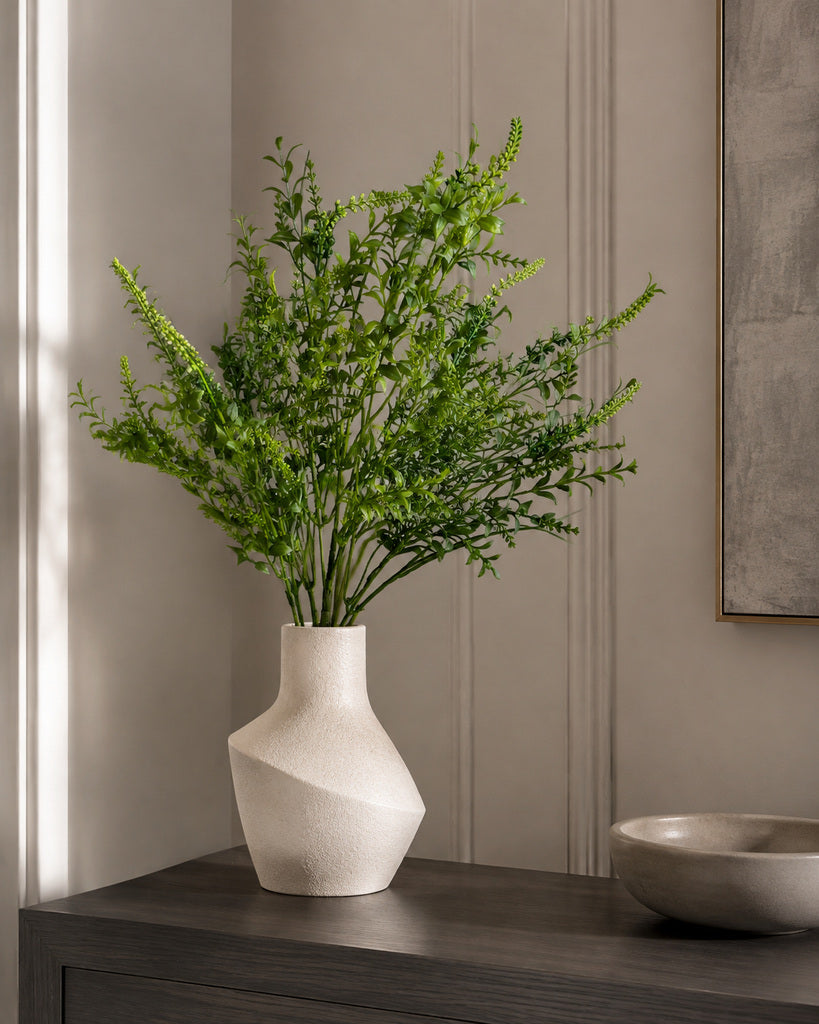 Deep Green Plastic Artificial Wheat Spike Greenery Bush - 62 cm