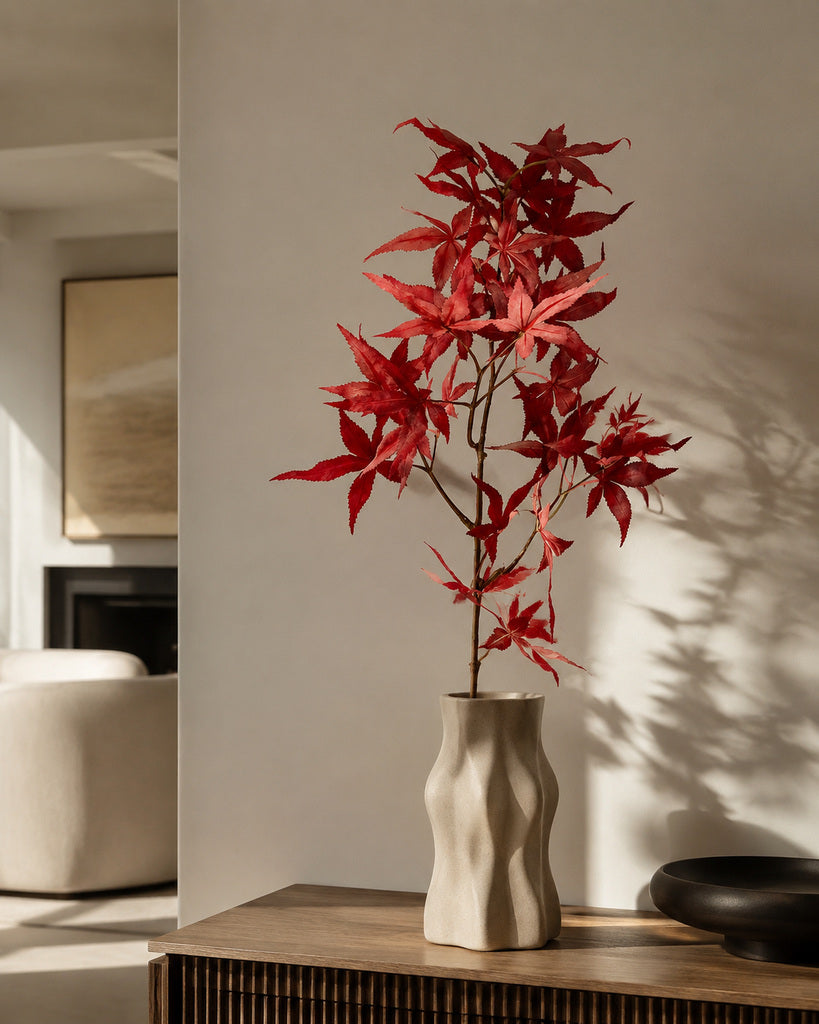 Red Artificial Maple Leaf Branch - 70 cm