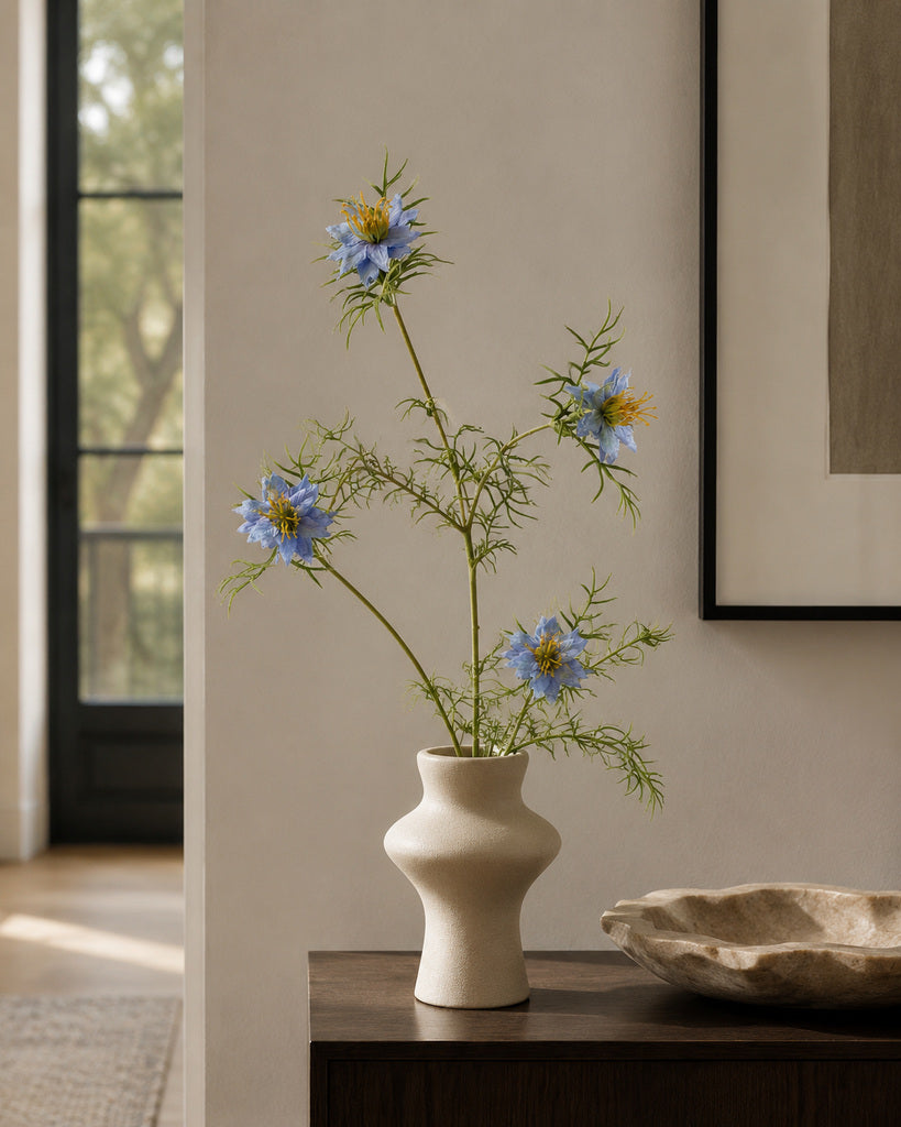 Blue Fabric Artificial Nigella Spray - 69 cm