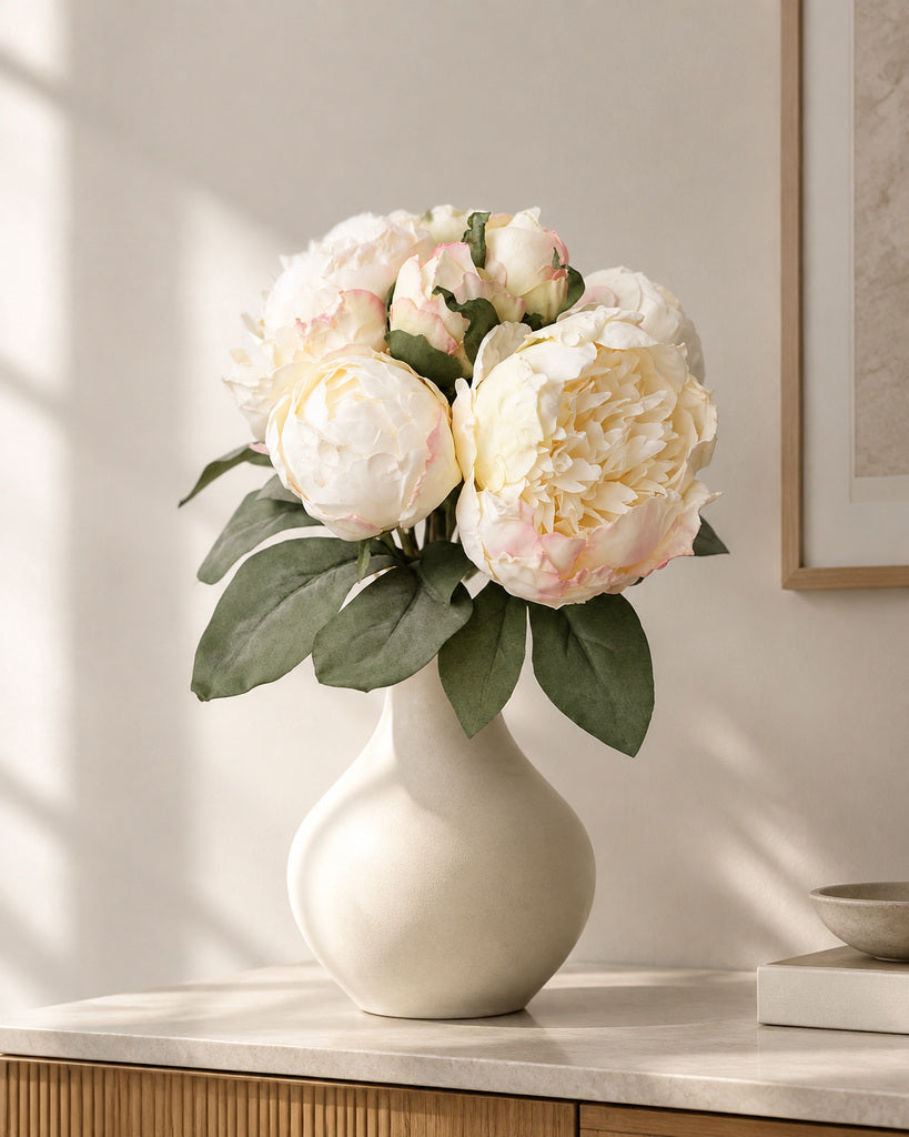 Champagne 7-Stem Artificial Peony Bouquet - 36.5 cm
