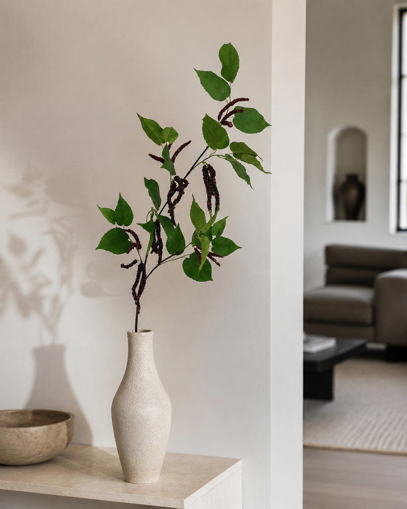 Artificial Mulberry Fruit Branch with Leaves - 110 cm