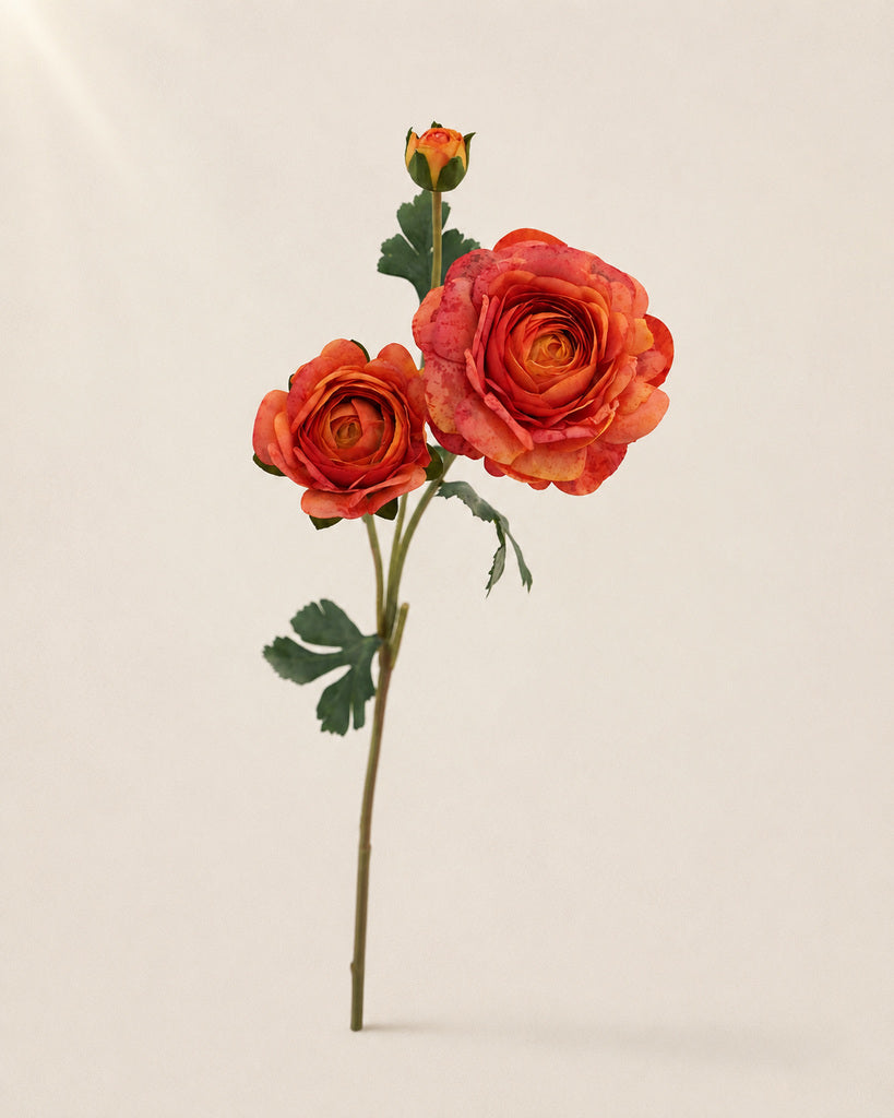Orange Fabric Artificial Ranunculus Spray - 70 cm