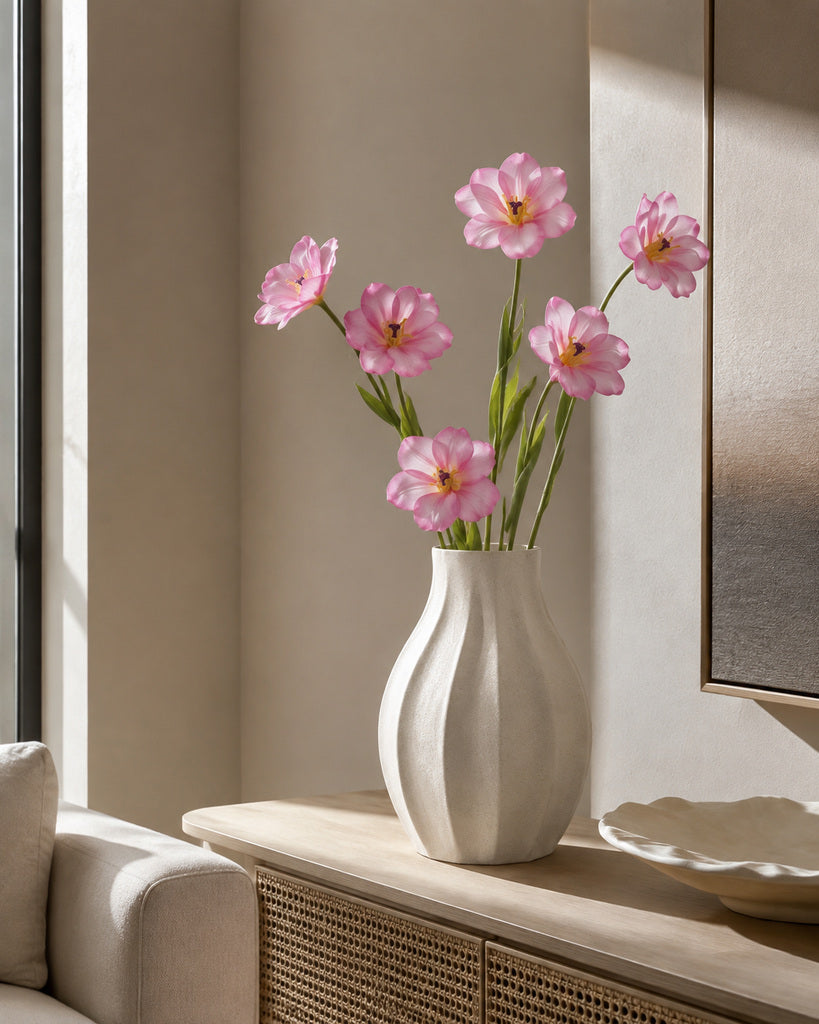 Light Pink PU Artificial Tulip Stem - 55 cm
