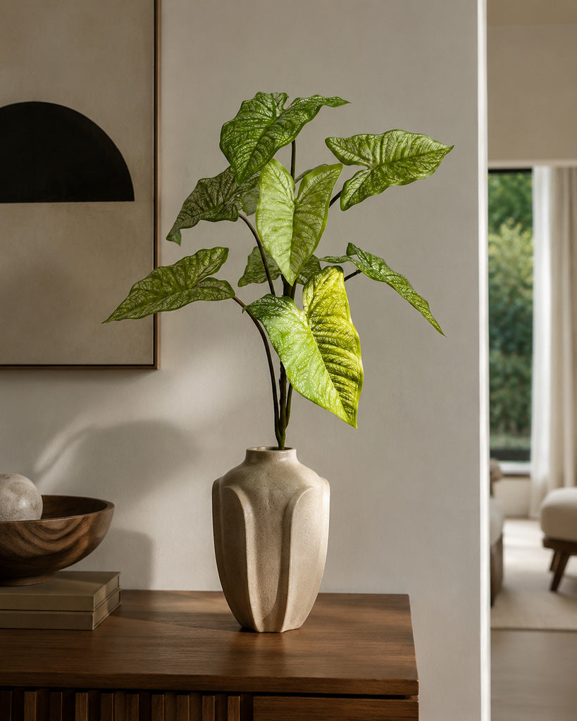 9-Head Artificial White Arrowhead Foliage Spray - 54 cm
