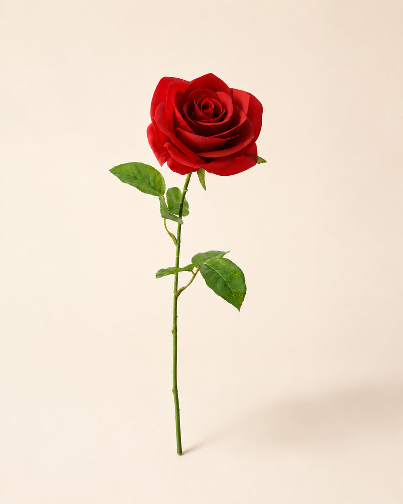 Deep Red Artificial French Rose Stem - 55 cm