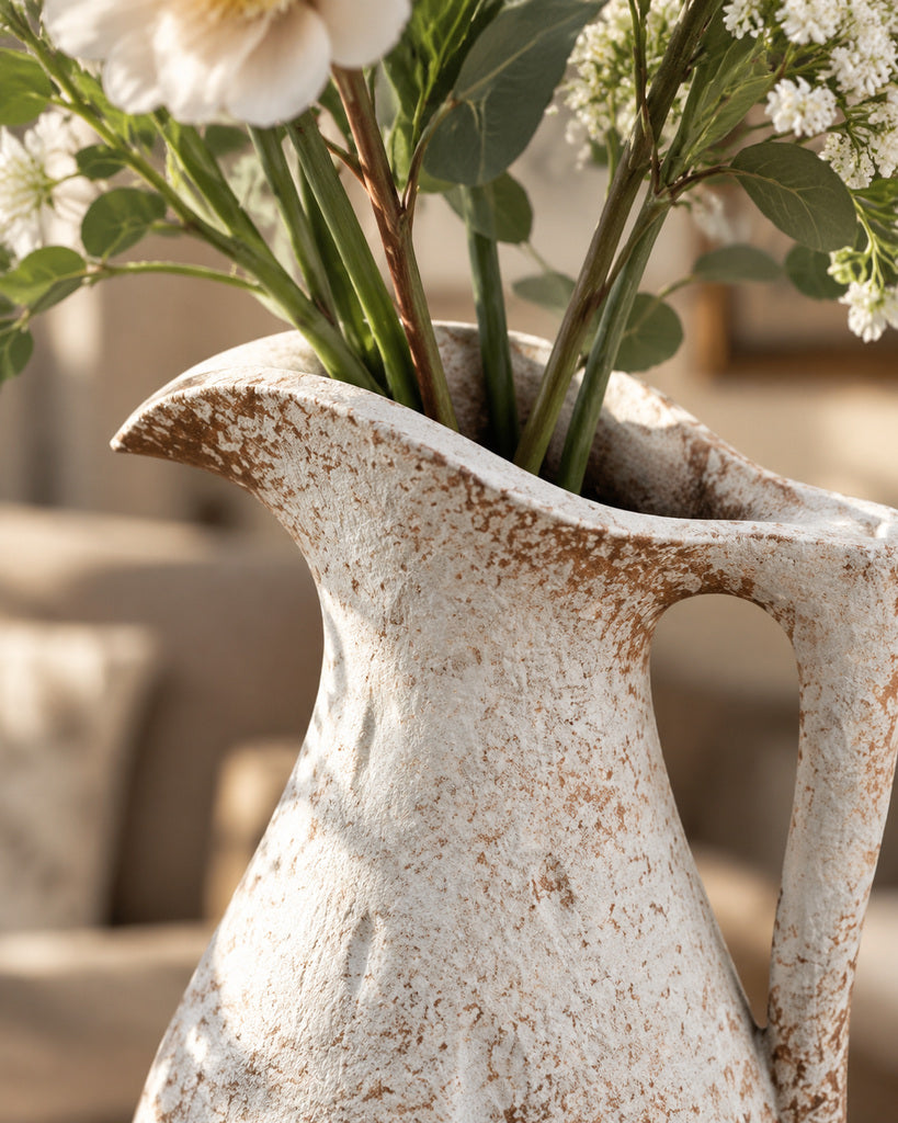 Distressed Frost White Pitcher-Style Vase - 15.7"