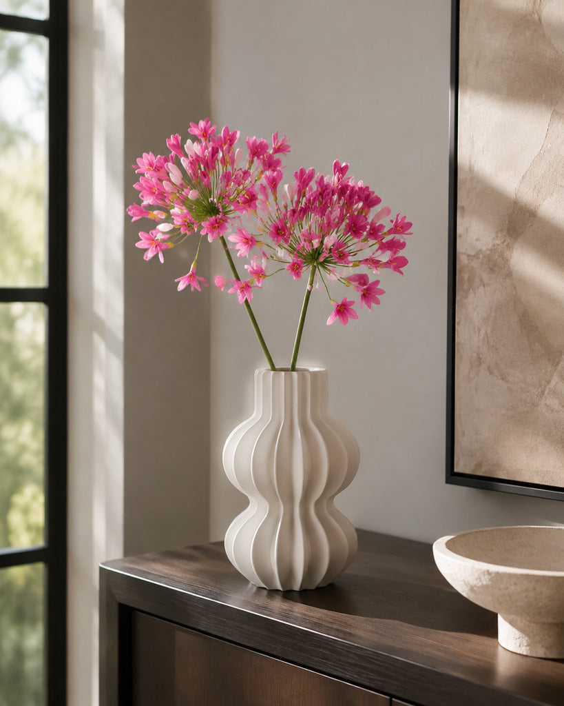 Magenta Plastic & Fabric Artificial Agapanthus Stem - 76 cm