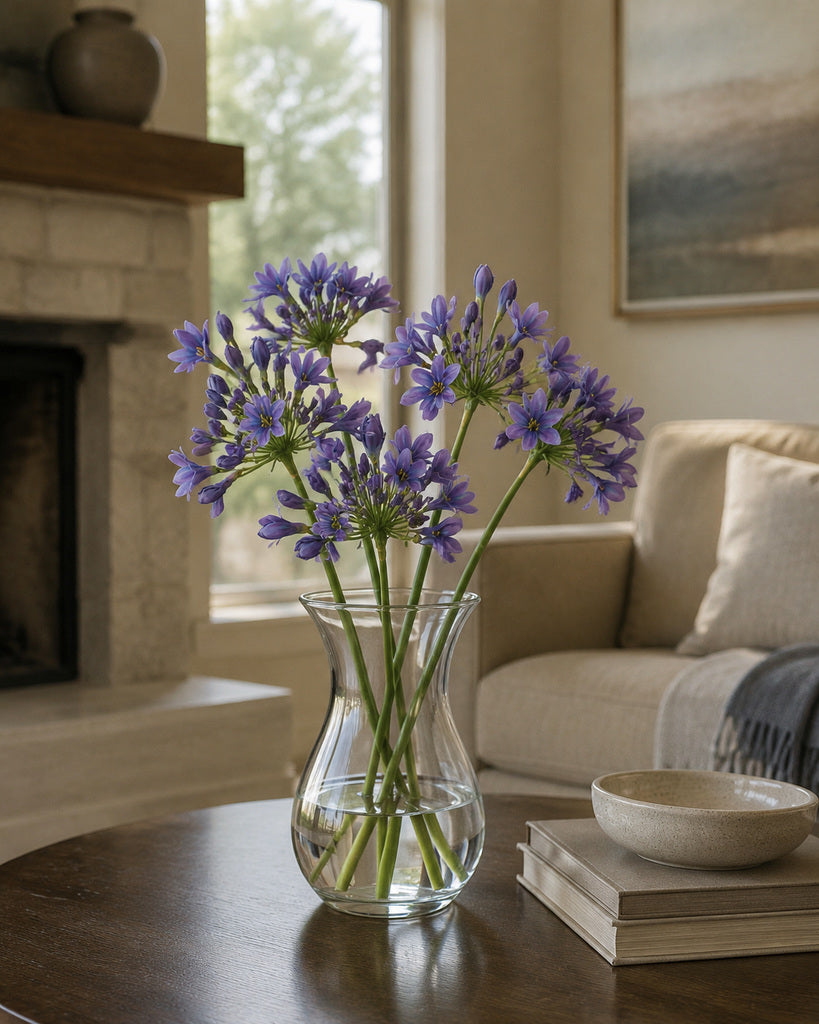 Purple Plastic & Fabric Artificial Agapanthus Stem - 76 cm