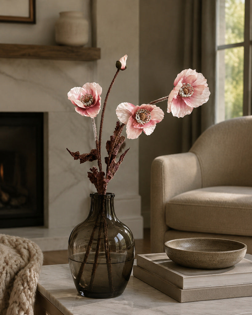 Dusty Rose Artificial Autumn Coral Floral Stem - 60 cm