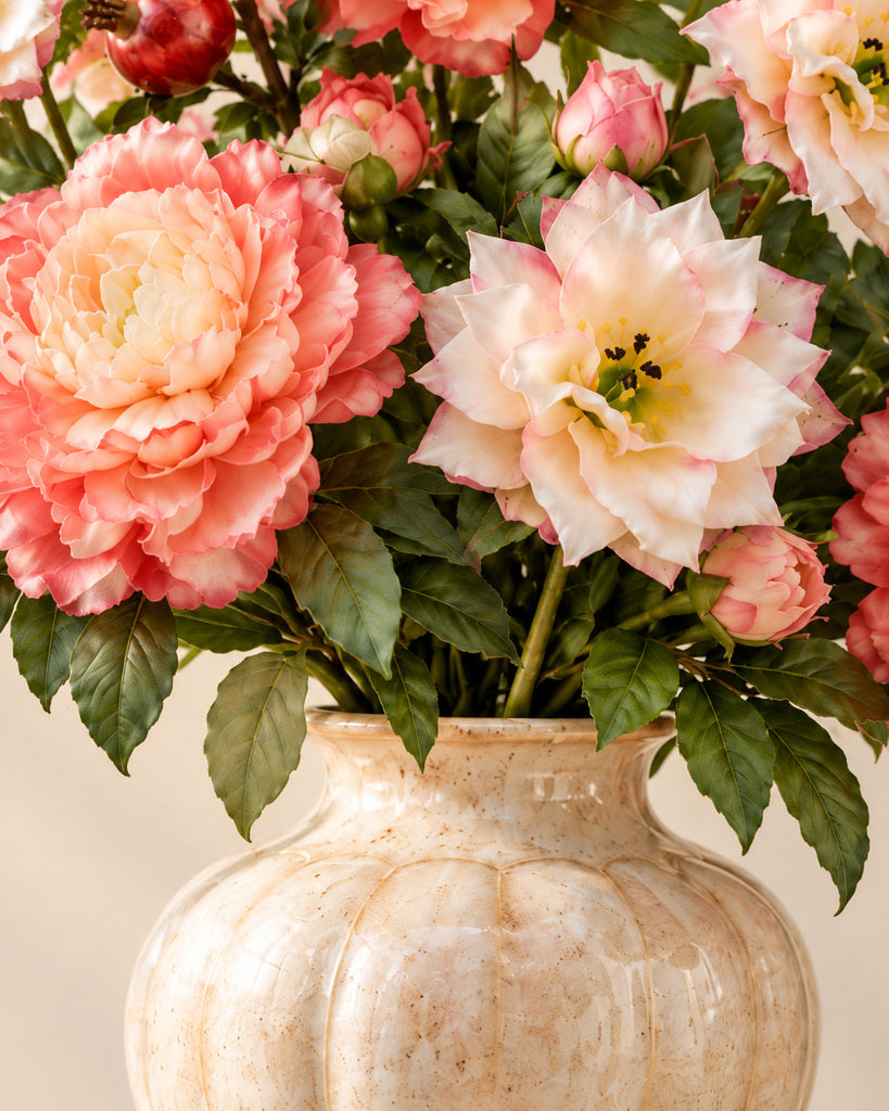Coral Peony & Pomegranate Autumn Faux Flower Bundle