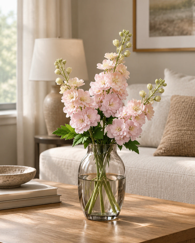 Light Champagne Fabric Artificial Delphinium Spray - 72 cm