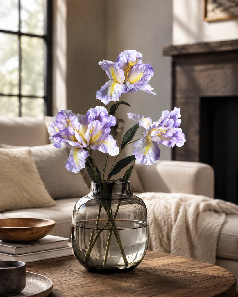 Light Purple Artificial Large Iris Spray - 88 cm