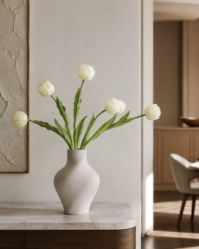 Ivory Artificial Tulip Bud Stem - 49 cm