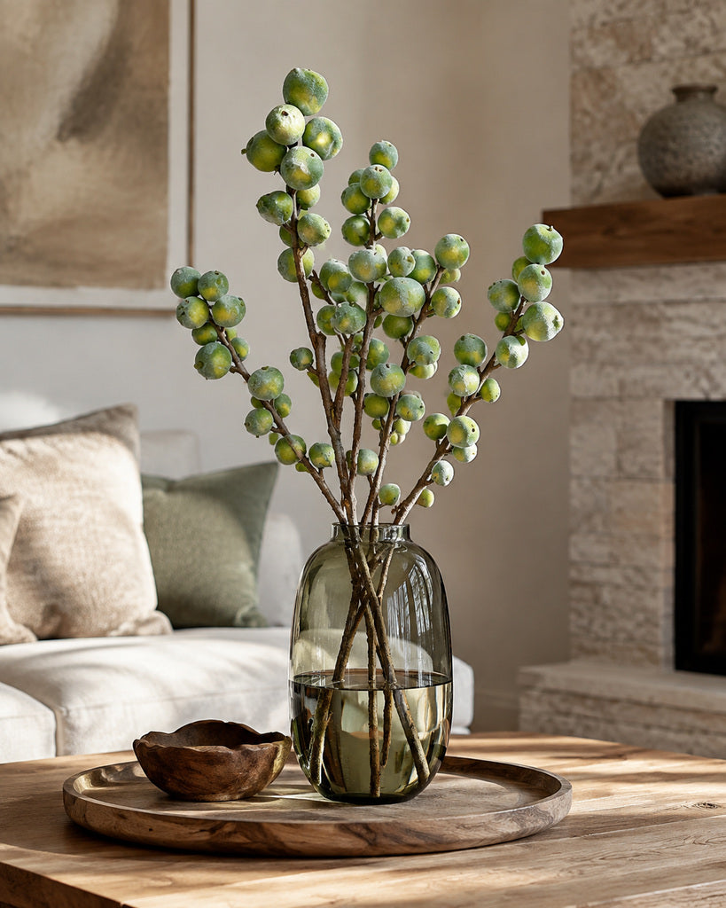 Flocked Artificial Fig Branch - 70 cm