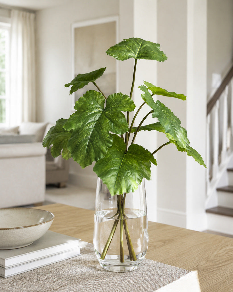 9-Head Artificial Hami Melon Leaf Spray - 55 cm