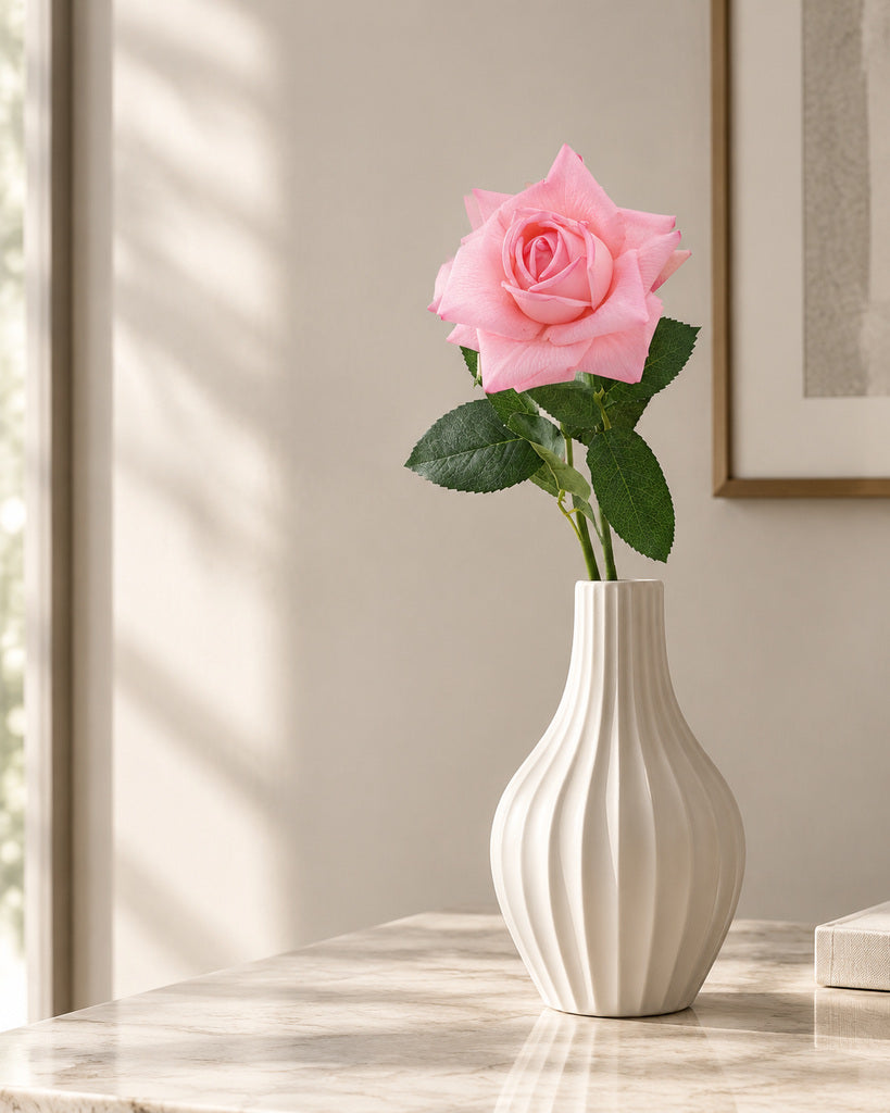 Pink Soft-Touch Artificial Rose Stem - 73 cm