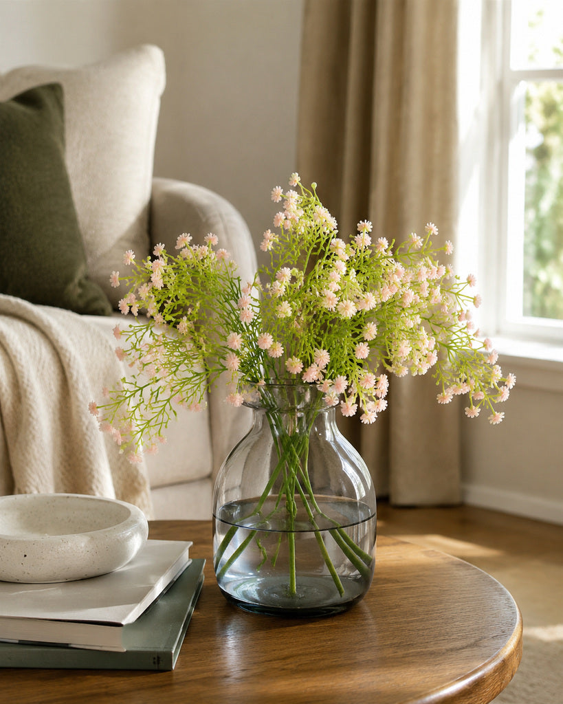 Pink Soft Rubber Artificial Baby's Breath Bouquet - 34 cm