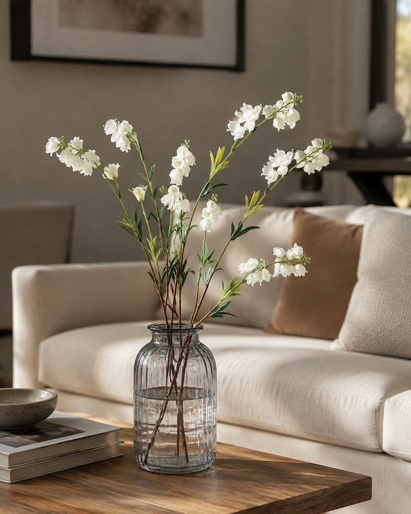 White Artificial Bellflower Spray - 80 cm