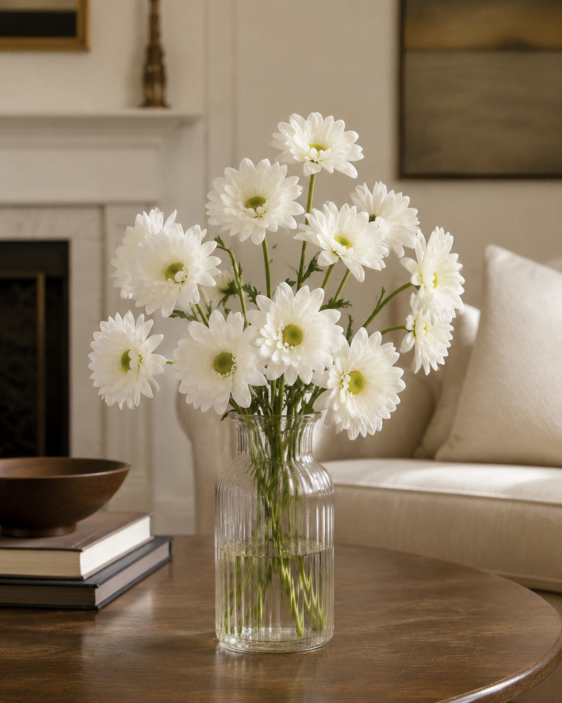 White PVC Artificial Gerbera Daisy Stem - 65 cm