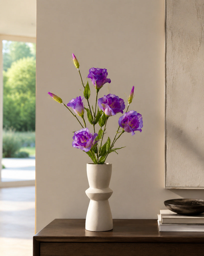 Purple Artificial Lisianthus Spray - 57 cm