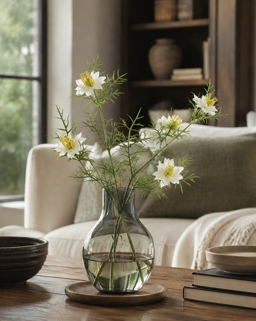 White Fabric Artificial Nigella Spray - 69 cm