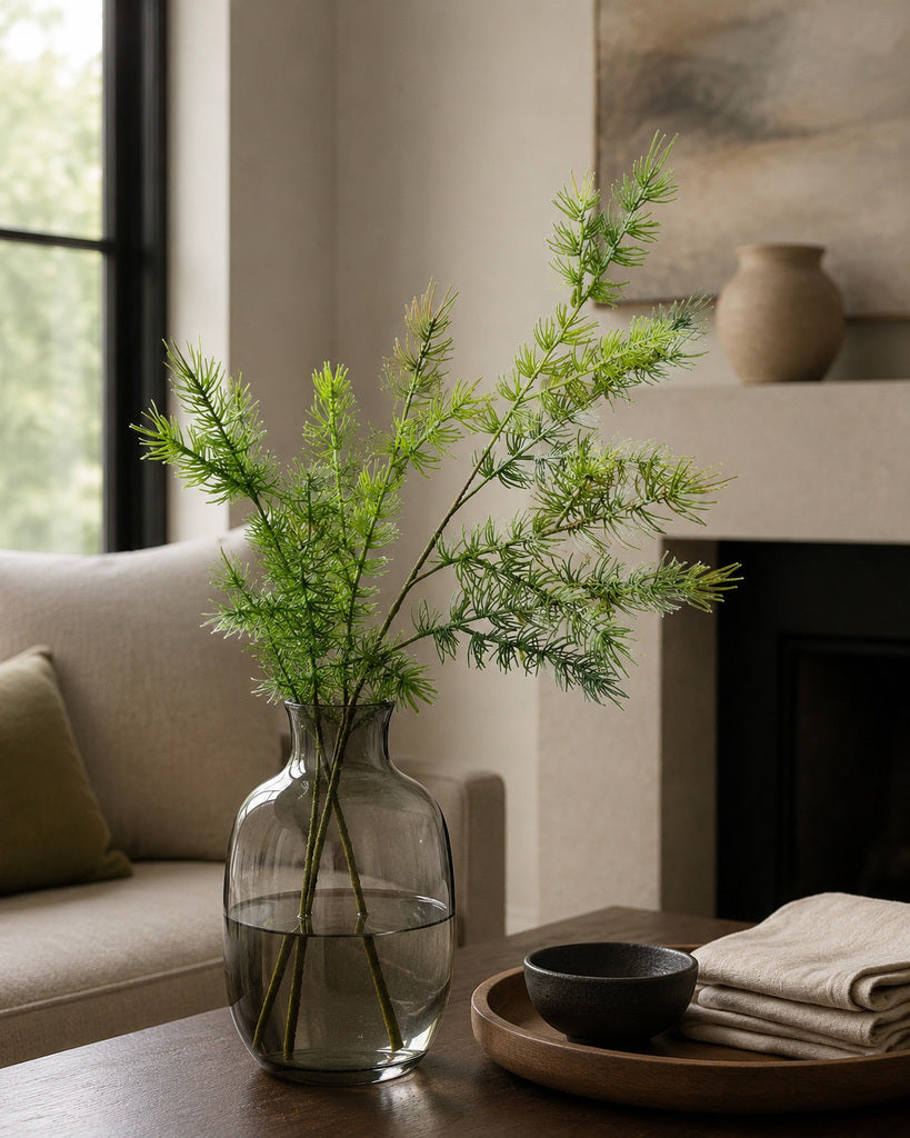 Green Artificial Norfolk Pine Branch - 97 cm