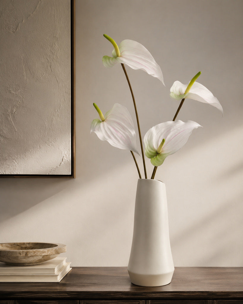 White Soft Rubber Artificial Anthurium Stem - 72 cm