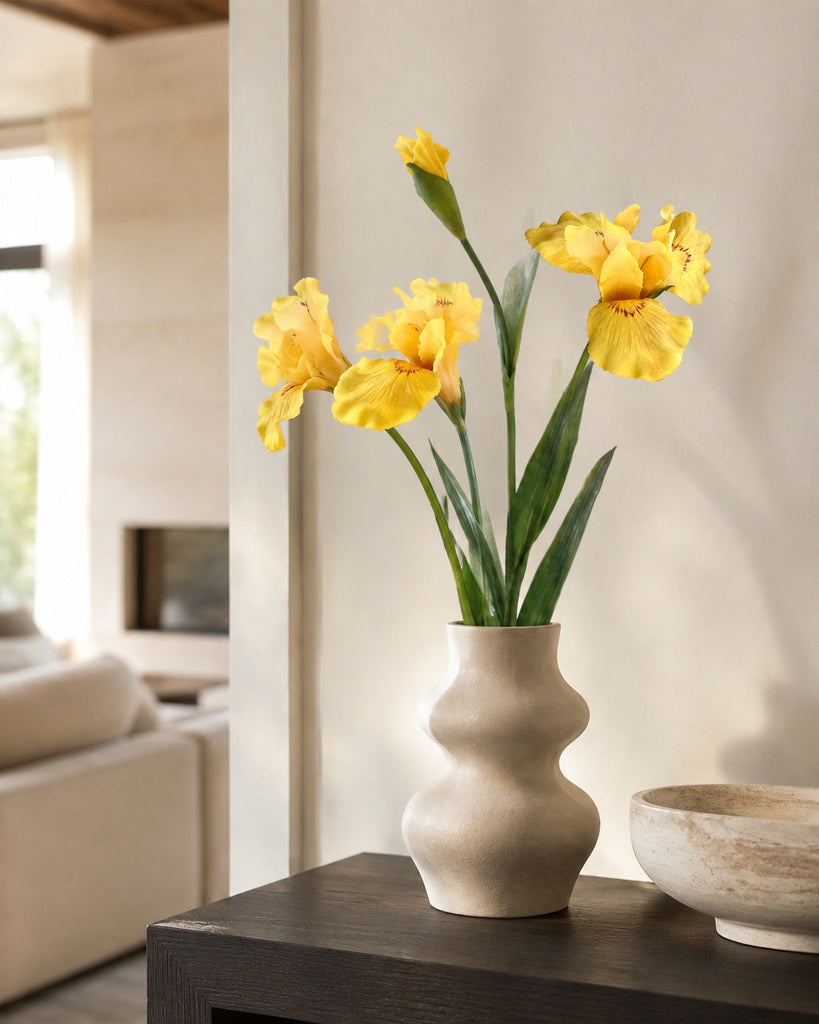 Yellow Artificial Iris Floral Stem - 75 cm