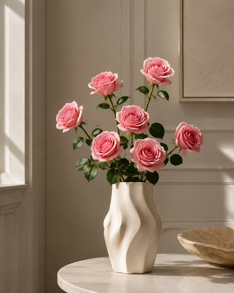 Deep Pink Real Touch Artificial Carola Rose Stem - 66 cm