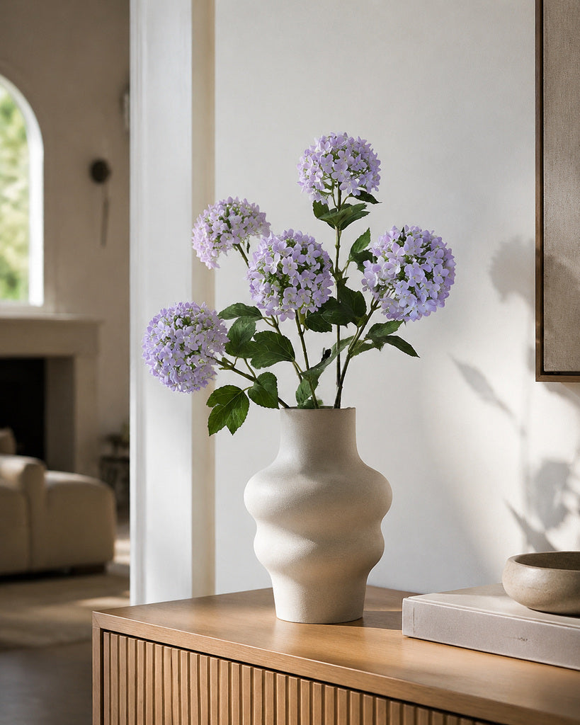 Purple Artificial Wood Hydrangea Spray - 70 cm