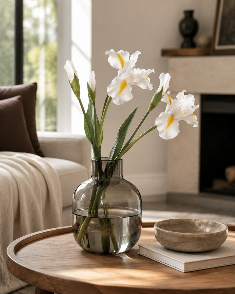 White Artificial Iris Floral Stem - 75 cm