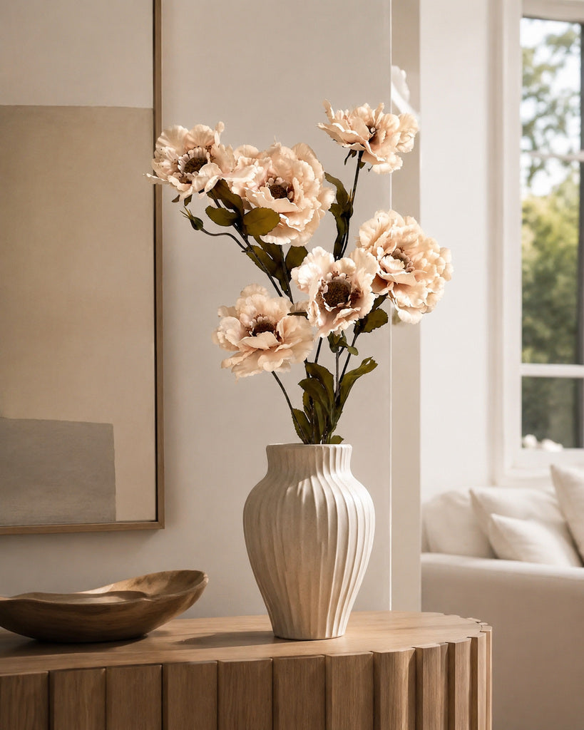 Light Dusty Pink Artificial Peony Floral Spray - 82 cm