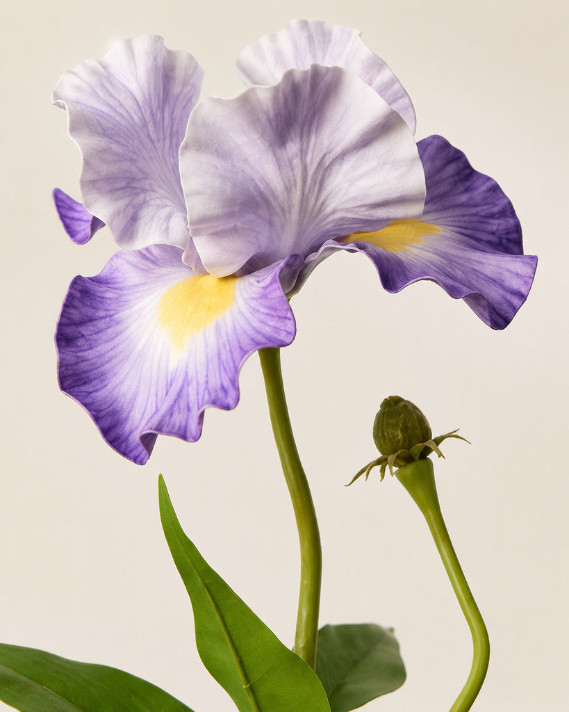 Lavender Purple Soft Rubber & Fabric Artificial Iris Stem - 70 cm