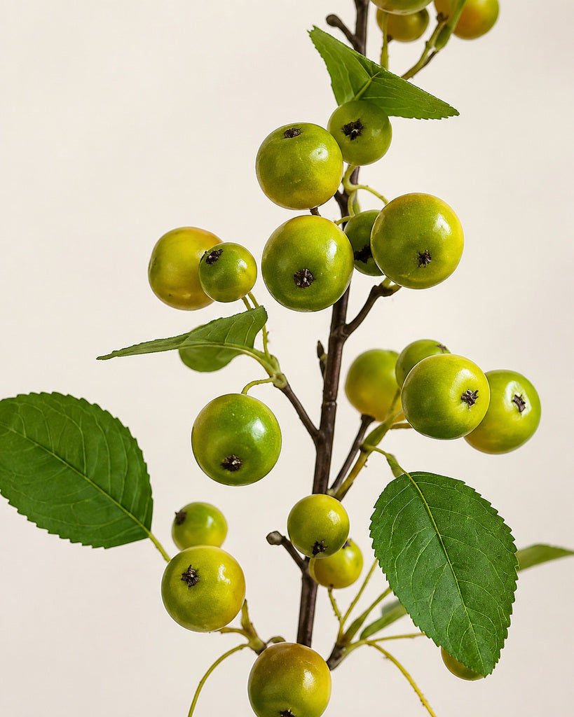 Green Artificial Crabapple Fruit Branch - 95 cm