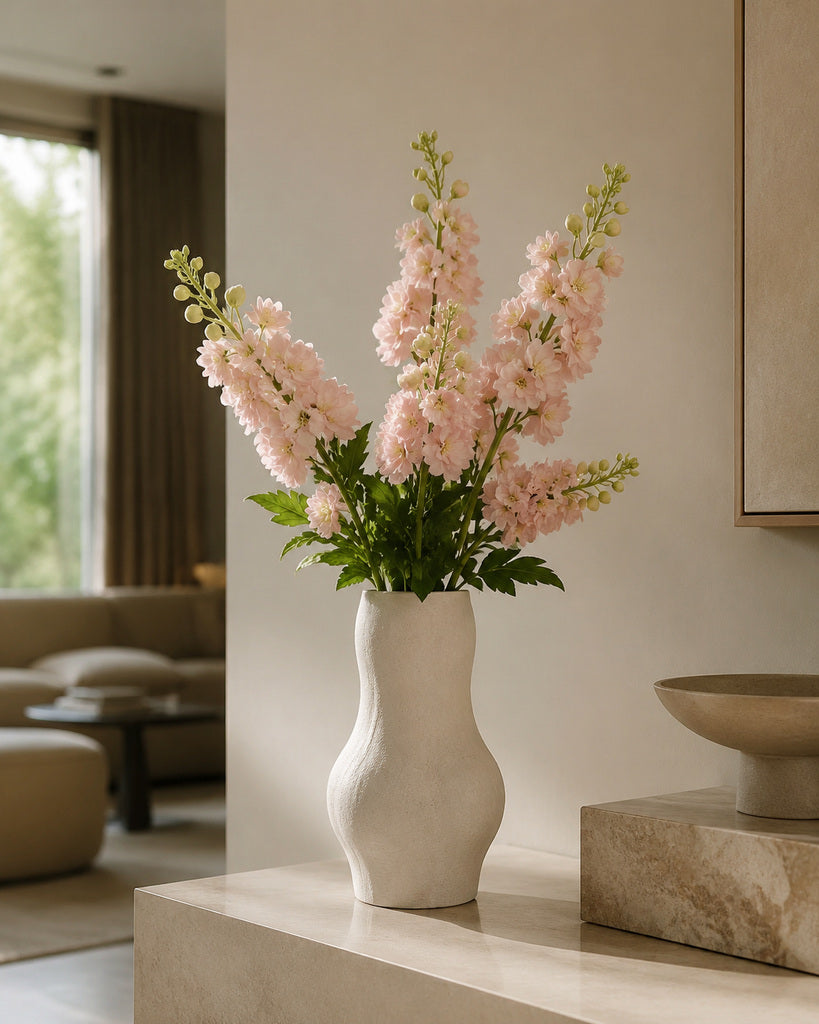 Light Champagne Fabric Artificial Delphinium Spray - 72 cm