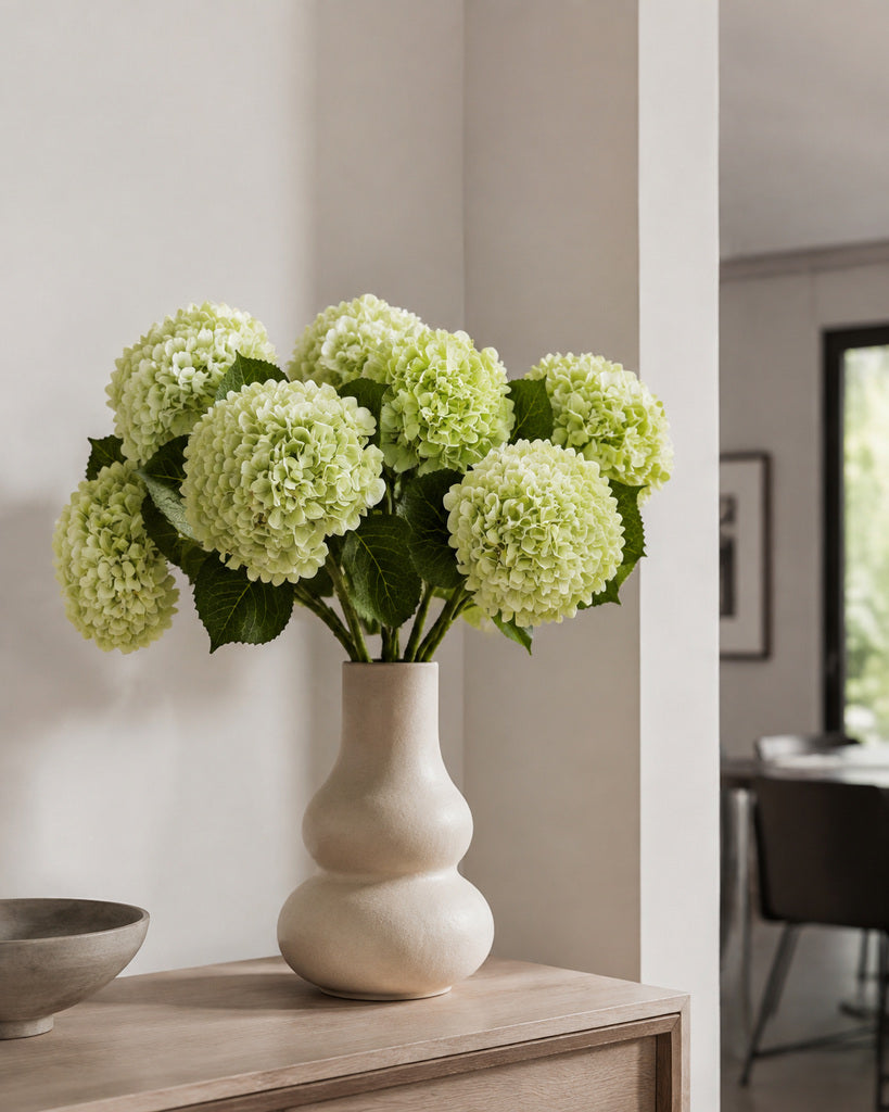Light Green Fabric Artificial Hydrangea Stem - 51 cm