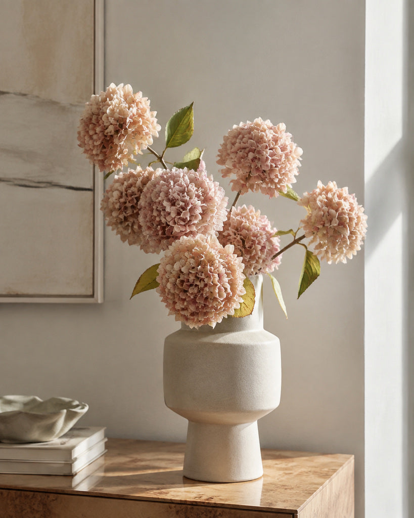 Autumn Pink Artificial Hydrangea Stem - 68 cm