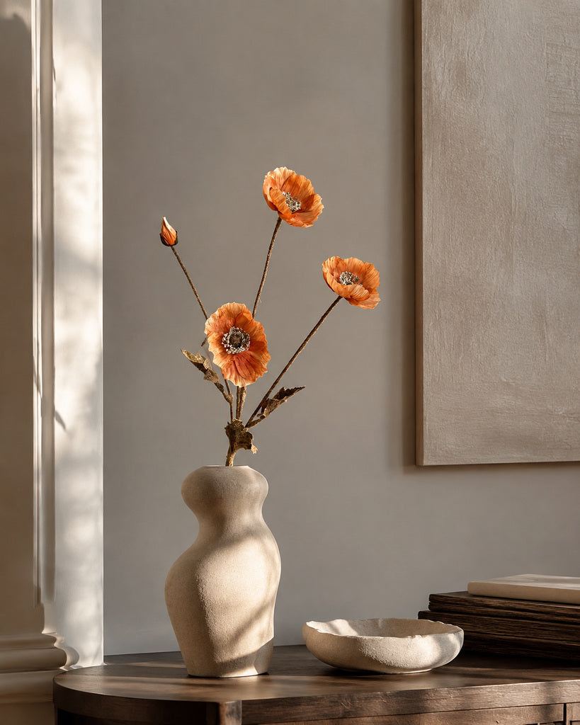 Orange Artificial Autumn Coral Floral Stem