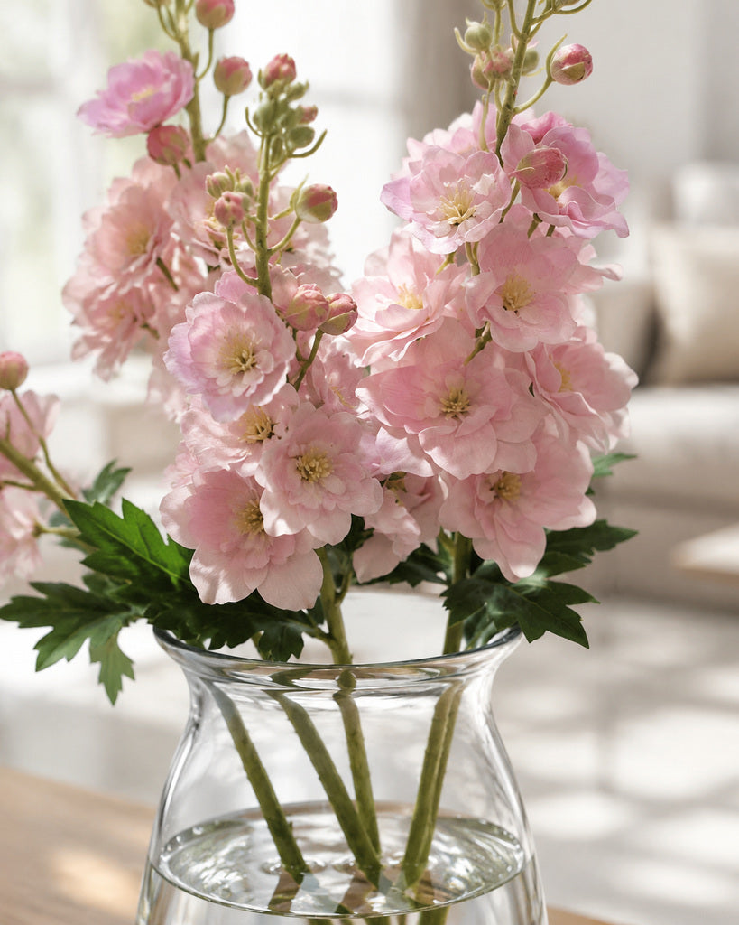 Pink Fabric Artificial Delphinium Spray - 72 cm