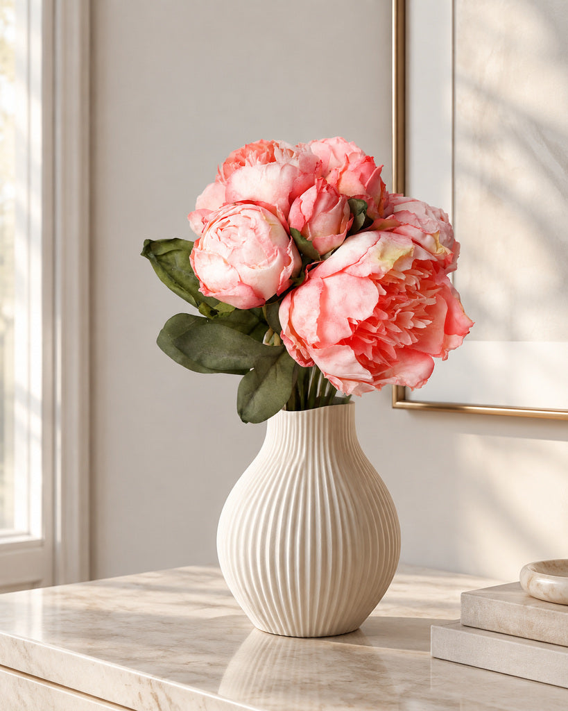 Pink 7-Stem Artificial Peony Bouquet - 36.5 cm