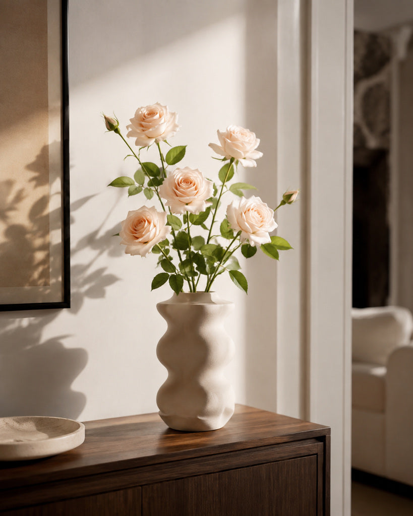 Champagne Fabric Artificial Rose Stem - 66 cm